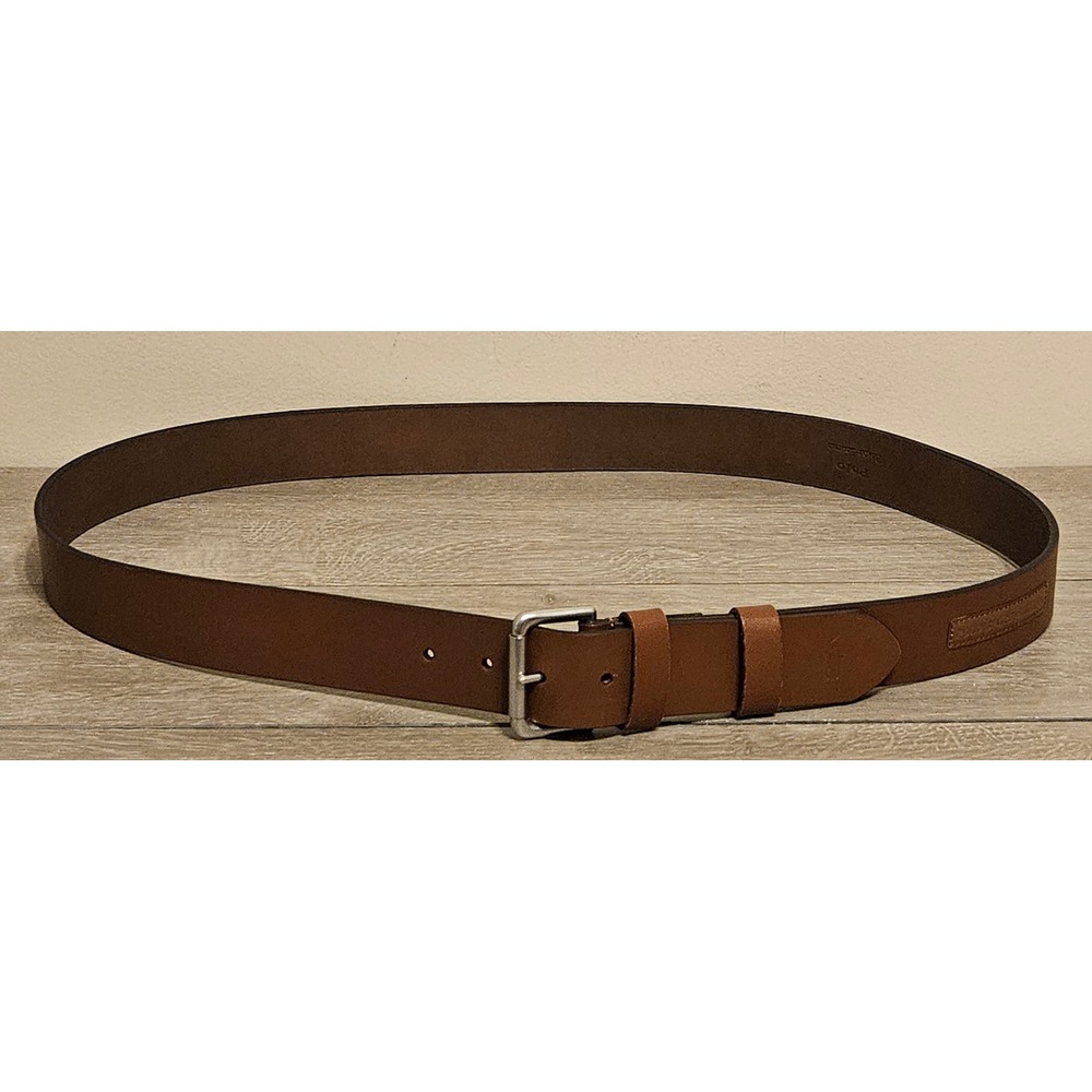 Polo Ralph Lauren Mens Brown Leather Belt Buckle Size 48 / 120